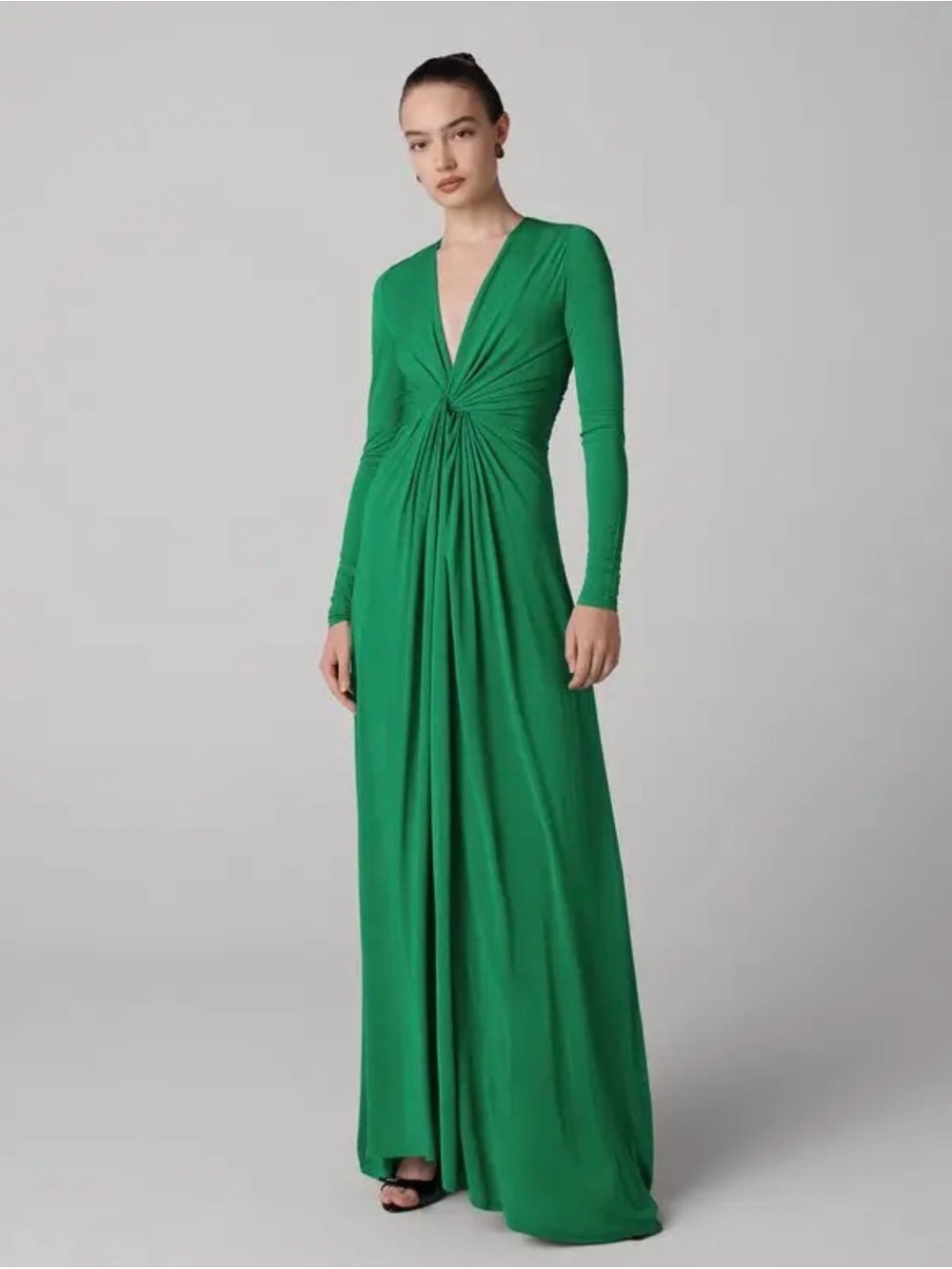 Diane Von Furstenberg Green Dress with Plunging Neckline